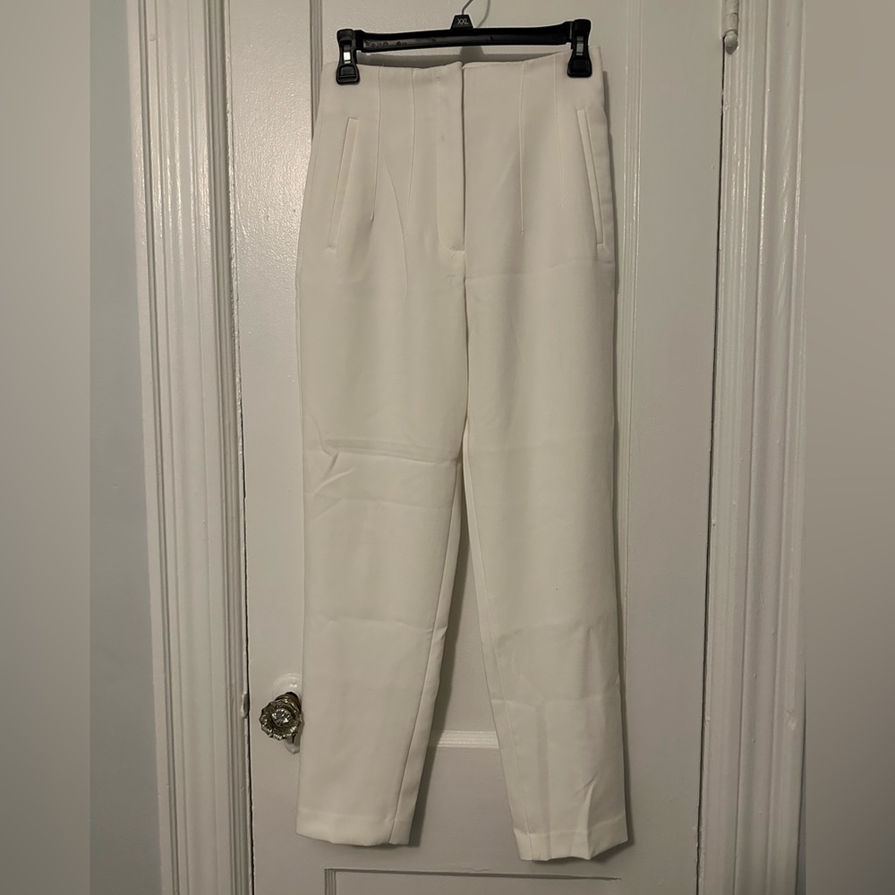 Zara Classic Cream Women's Trousers Size Small Neutral Chic City Style Work Wear